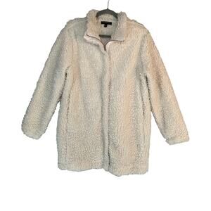 Banana Republic Sherpa Teddy Coat Women Cream Fuzzy Faux Shearling Winter Jacket